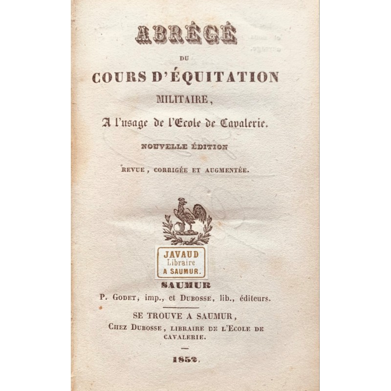 Abrégé du cours d'équitation militaire