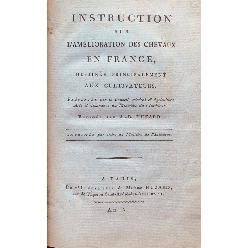 Instruction sur l'amélioration des chevaux en France