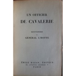 Un officier de cavalerie - Souvenirs du Général L'Hotte