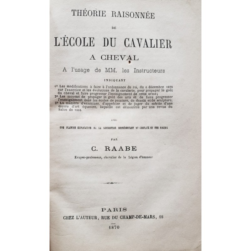 Théorie raisonnée de l'école du cavalier à cheval (vendu)