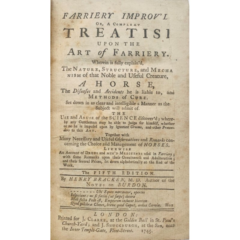 Farriery improv'd or a compleat treatise upon the art of farriery